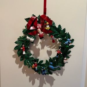 Decorated green metal wreath